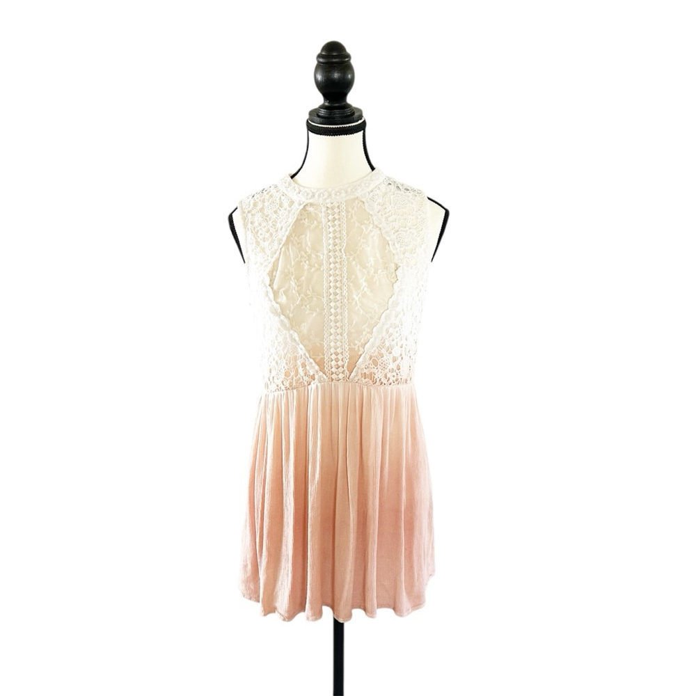 Gimmicks Flowy Mini Top Floral Lace Bodice GirlEra Fairycore Summer Powder Pink